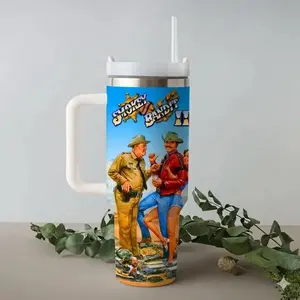 [Made in US] Smokey and The Bandit 40oz Tumbler, Burt Reynolds Sally Fields, Black Handle, Old Movie Gift, Gift For Dad.