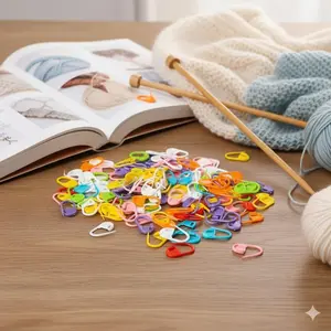 Reusable Slip-Proof Knitting Stitch Markers, Multi-Color Plastic Locking Clips for Crochet & DIY Craft, Anti-Slip Secure Stitch Holders & Row Counter, Crochet Items