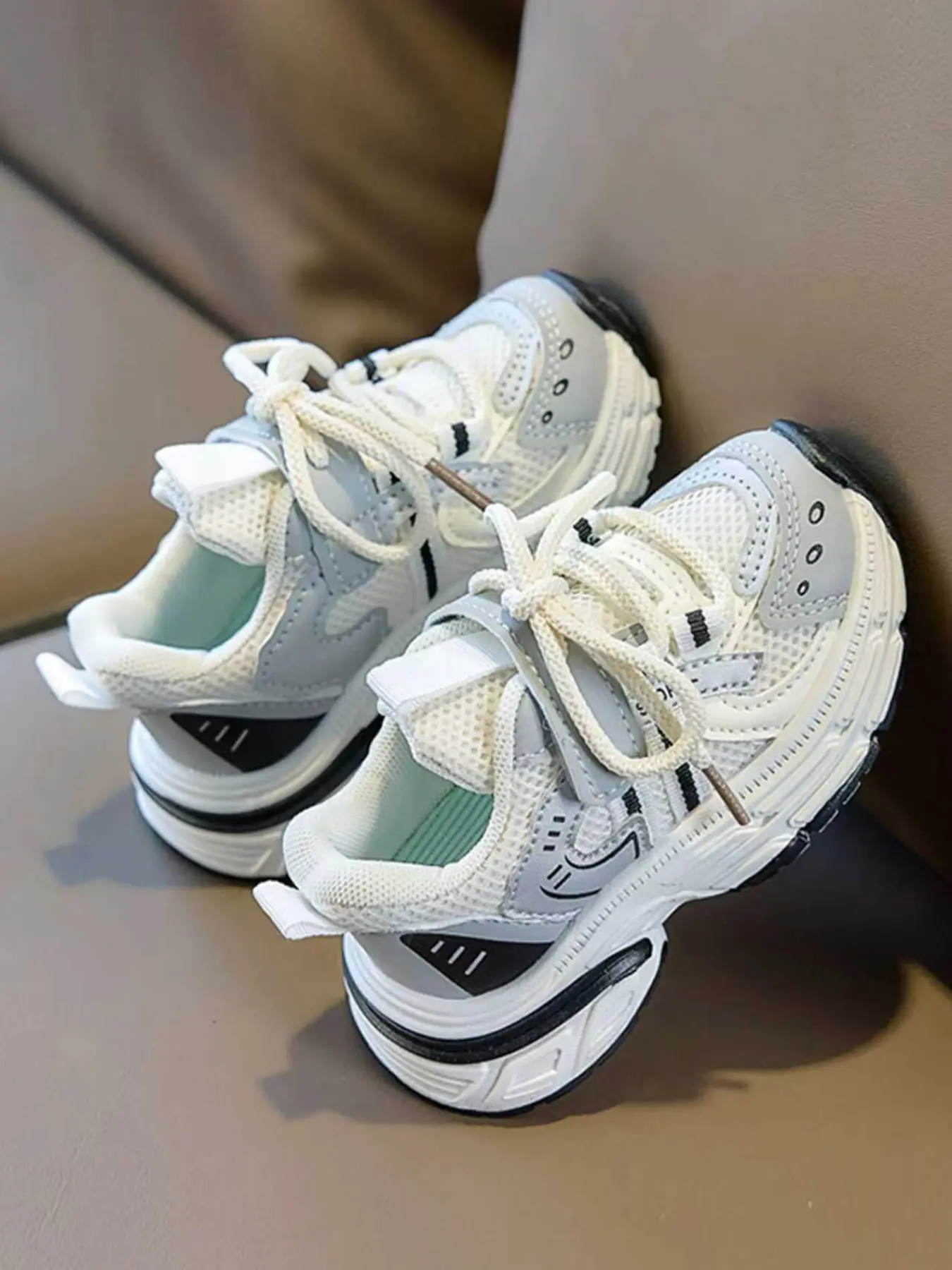 Colorblock Kids Dad Shoes, Breathable Mesh Thick Sole, Cool and Comfortable for Daily Wear, Stylish Toddler Sneakers, Sneakers Trainer Shoes, Trainer Footwear, Thick Soled Trainers