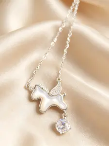 0.8ct D Color Moissanite Pendant, S925 Sterling Silver Fritillary Pegasus Necklace, Affordable Jewelry Gift for Women