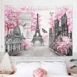 Butterfly & Paris Tower Pattern Tapestry for Valentine's Day Decor, 1 Count Minimalist Abstract Style Tapestry, Wall Hanging Decor for Home Living Room Bedroom, Mean Girls Decorations