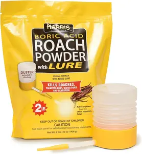Harris Boric Acid Roach and Silverfish Killer Powder w/Lure, Powder Duster Included in The Bag (32oz)