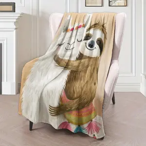 Soft Sloth and Llama Hug Blanket - Throw for All Seasons Suitable for beds and sofas can also be given as a gift