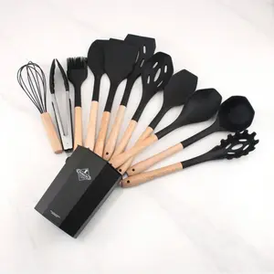 Kitchen Utensils Set - 12 Piece Silicone Cooking Utensils Set (Dishwasher )42 Degrees Fahrenheit (Approx. 200 Degrees Celsius)Heat Resistant Spatula Set, Non-Stick Cookware, Nonstick Cooking Spoon