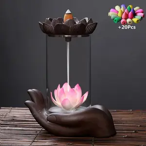 Windproof Backflow Lotus Incense Burner Led Ball