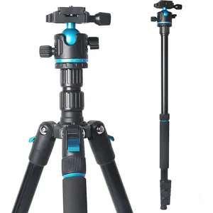 Camera Tripod, 68"/174cm Lightweight Travel Tripod & Monopod with 360 Ball  Payload 15 lbs, Adjustable Height from 17" to 68" Professional Tripod for DSLR Camera