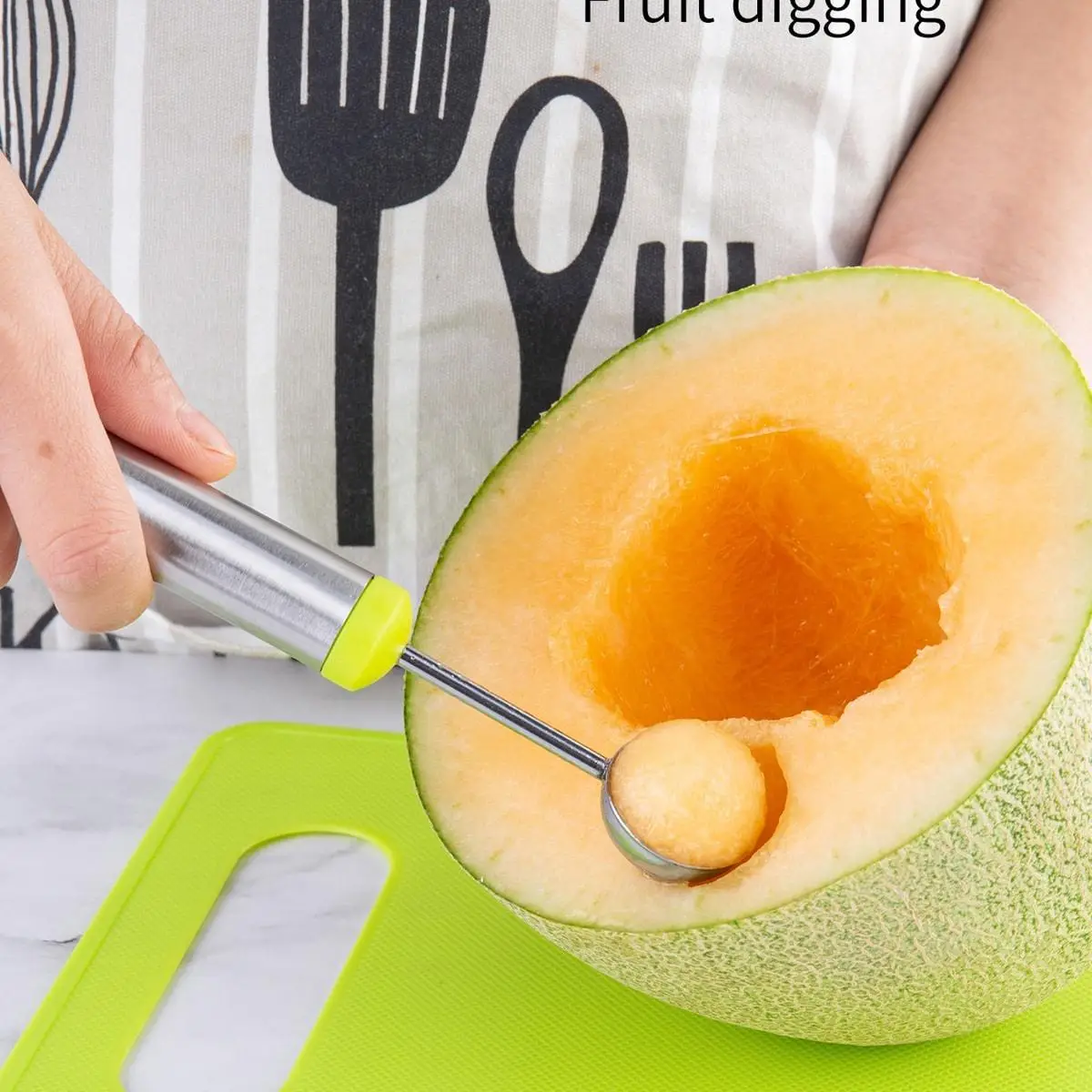 Stainless Steel Fruit Scoop, 1 Count Watermelon Scoop, Melon Ball Scoop, Kitchen Utensils & Gadgets