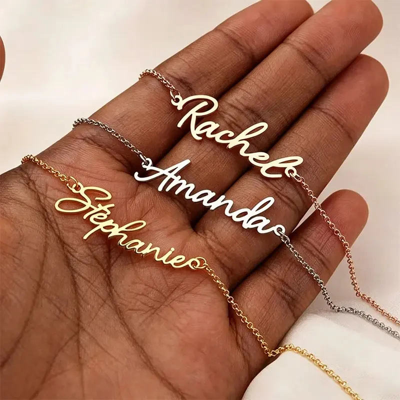 Woman Trend Personalized Name Bracelet Stainless Steel Personalized Nameplate Thin Link Bracelets Girlfriend Jewelry Birthday