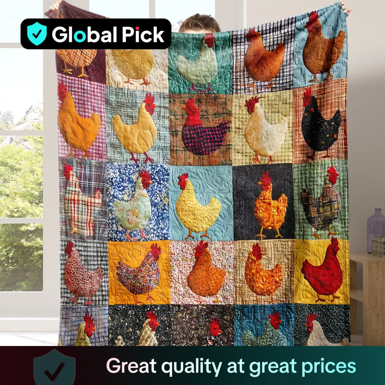 Cute Chicken Pattern Fleece Blanket, 1 Count Soft Comfortable Throw Blanket, Warm Nap Blanket for Home Office Travel Camping