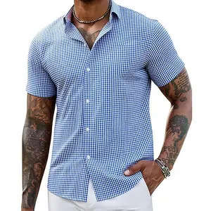 Men's short-sleeved shirts can be worn in business formal attire or casual striped and solid colors.