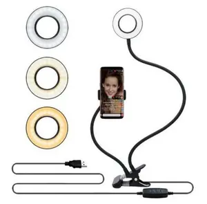 Mini Ring Light Pou telefon 3 koule limye
