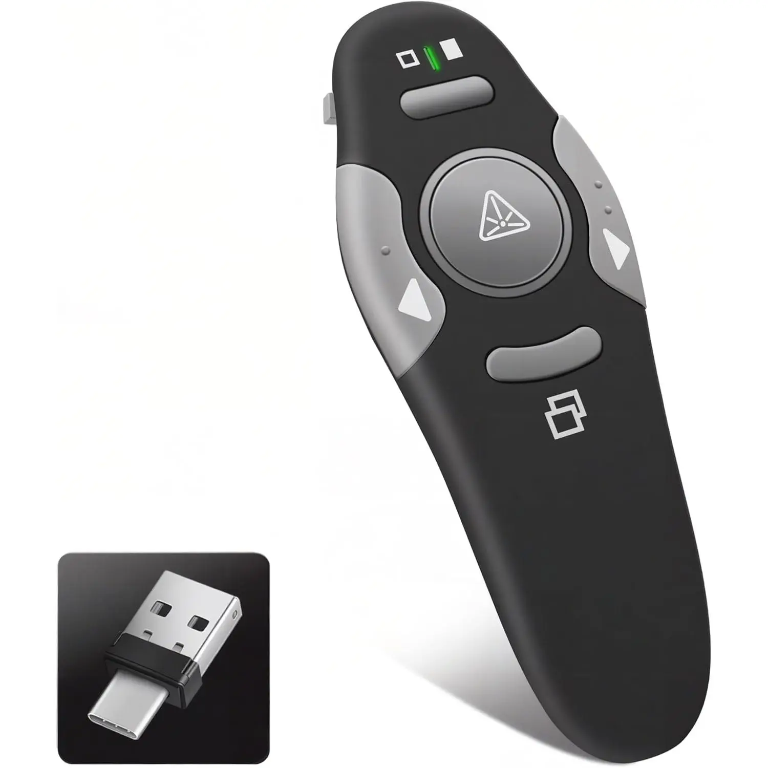 Presentation Clicker Remote, Type C&USB Wireless Presenter, PowerPoint Clicker, Slide Advancer Control for Mac︱ Windows︱ Laptop, Support PPT︱Keynote︱Google Slides