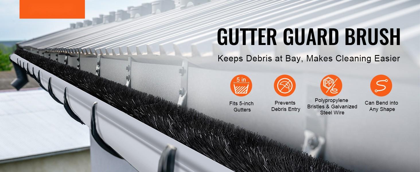 Gutter Cleaning Brush Set, 60 Feet Total Length, 5.25-Inch Diameter, Ground-Level Gutter Brush for 5-Inch Gutters, Easily Clear Leaves and Debris From Roof, Debris Clearing Tool, 20 Pack