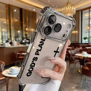 Minimalist Style God's Plan for iPhone 11 12 13 14 15 16 Plus 17 Promax Anti-Drop, Shockproof, Transparent,Protective Screen Protector Protection Cover tough phonecase accessory protection.HMA112