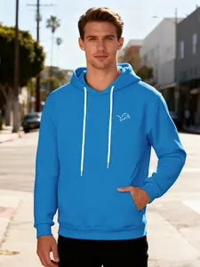 Men's Detroit Lions Blue Hoodie, Long Sleeve Sportswear, Breathable Fabric, Best Gift Option, All Season Wear, Fitted Design