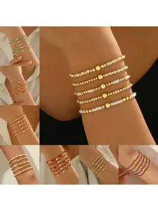 Fashionally chic beaded string bracelet - Bohemian style multi-color set of accessories