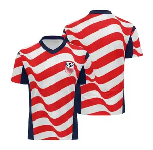 USA Soccer Jersey 2026 – American Flag Wave Pattern Soccer Shirt, V-Neck USA Team Fan Jersey, Patriotic USA Soccer Tee for Men & Women, Lightweight Match Day Apparel, The Big Tournament 2026 Inspired
