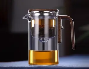 Glass Magnetic Tea Infuser Wood Handle Loose Leaf Tea Maker Cozy Kitchen Aesthetic Gift Borosilicate Teapot