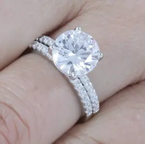 Janefashions 3CT Round CZ Engagement Ring Wedding Band Set 925 Sterling Silver 2.5-15 S6869