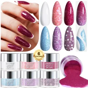6-Piece Dip Powder Nail Art Set, Large Capacity 0.5oz Bottles, Perfect for French Manicure & Daily Salon Home DIY Gifts, Glitter, Dip Nail Kit