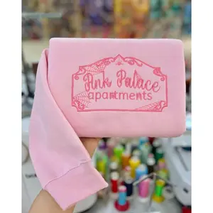 Vintage Pink Palace Victorian Embroidery Sweatshirt, Cora.line inspired embroidered sweatshirt, Horror Movie Unisex Soft Sweatshir