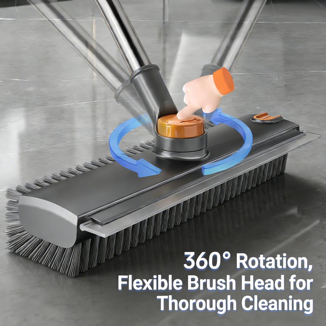 3-in-1 Heavy-Duty Floor Scrub Brush with Long Handle | Adjustable 360° Rotating Head | Stiff Bristles for Bathroom, Shower, Kitchen, Wall & Floor Cleaning | Multi-Purpose Scrubber for Garage, Patio & Deck | Perfect Gift for Home Cleaning Enthusiasts