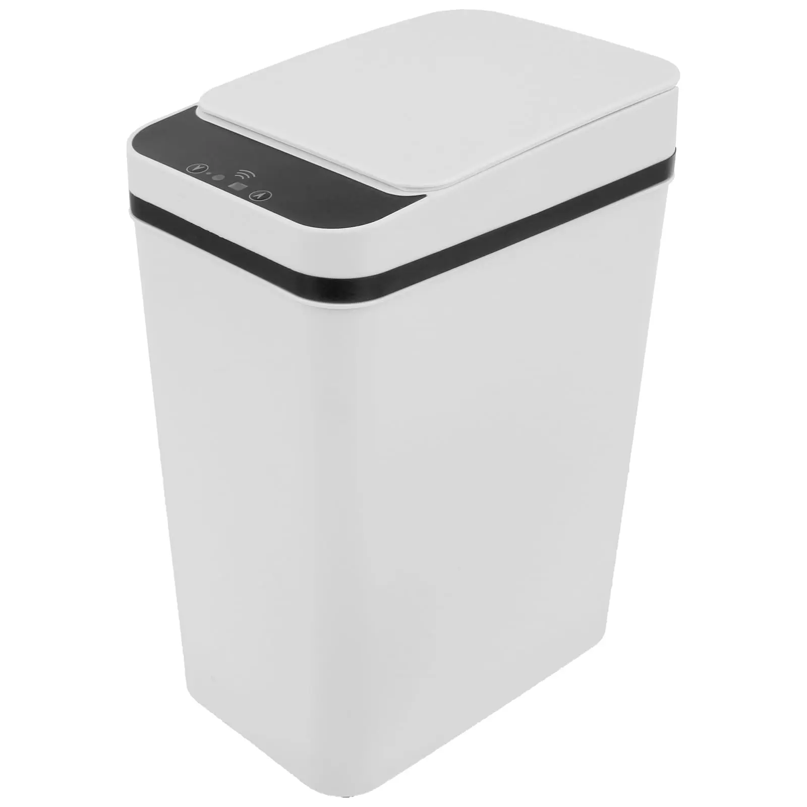 Bathroom Trash Cans with Lid Touchless Automatic Motion Sensor Small Garbage Can, Smart Electric Plastic Narrow Garbage Bin for Living Room Bedroom Office Kitchen (White)