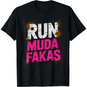 100% Cotton Run Mudda Fakas Funny Mud Girl Running T-Shirt