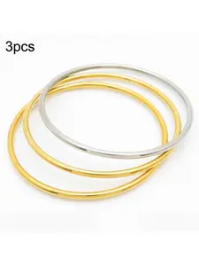 European and American style stainless steel 304 round wire 3mm plain ring without welding joint one-piece forming stacking bracelet