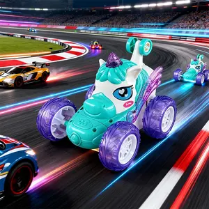 Unicorn Remote Control Stunt Car with LED Lights, Easy Operation, Perfect Birthday Gift for Kids 3+, Cool Toy for Children, RC Stunt Car