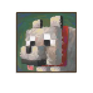 Minecraft classical Retro 8-Bit Pixel Dog Frameless Canvas Print, Artistic Gamer Pet Wall Decoration, Cozy Gaming Room Aesthetic Gift for Nostalgic Enthusiasts poster