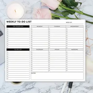11x8.5 Inch Weekly Planner Notebook, 52 Tear-Off Sheets, Horizontal Desk Task Manager, Includes Priority and Notes Sections