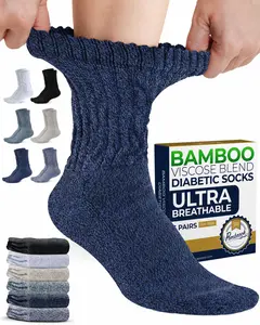Women's Pembrook Bamboo Diabetic Socks - 6 Pairs, Cable Knit, Smooth Viscose, Moisture Wicking, Non-Binding, Comfortable for Day & Everyday Wear