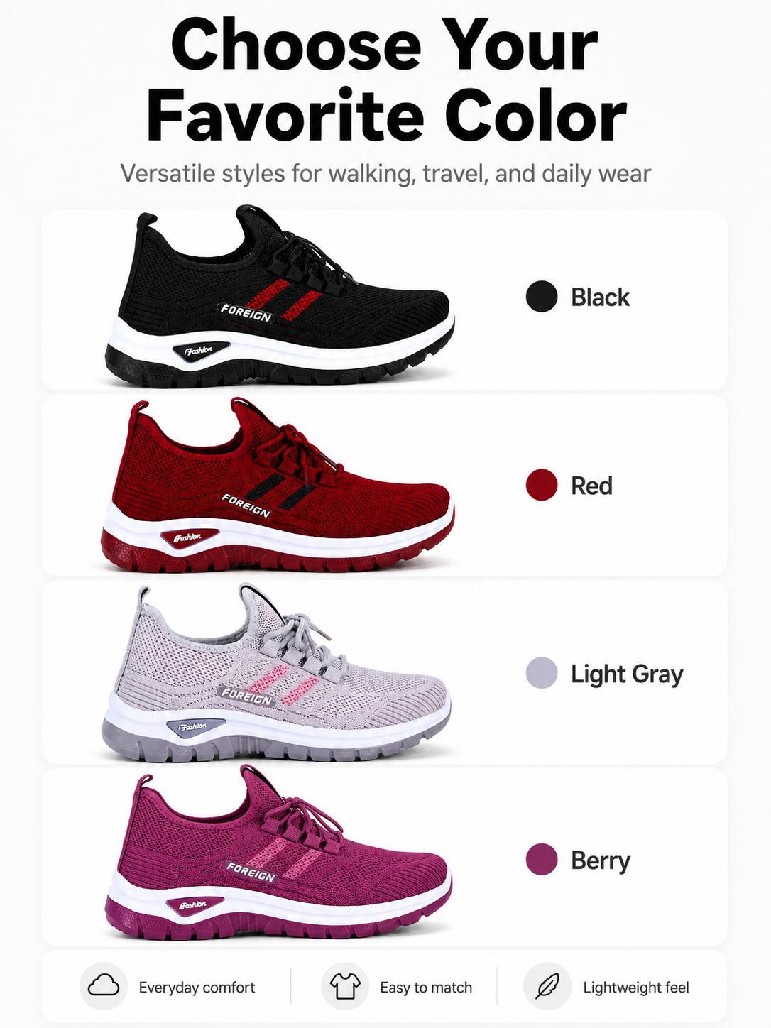 Women’s Breathable Knit Athletic Sneakers - PU Upper, Lightweight Lace-Up Shoes with Flexible Sole for Walking, Workout Use