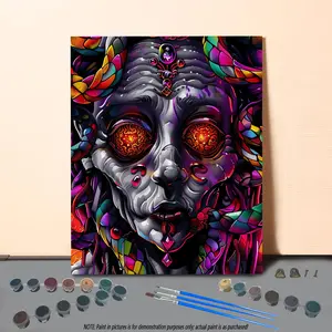 Witch Pattern Frameless DIY Painting By Numbers Kit, 1 Set DIY Paint By Numbers with Brushes & Acrylic Paint, Wall Art Decoration for Home Living Room Bedroom