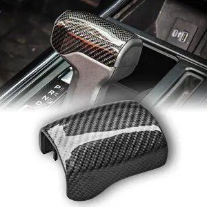 SADELOOS Dry Carbon Fiber Gear Shift Knob Cover for Ford F150 F-150 Raptor R Platinum King Ranch Tremor Lariat 2021-2026 Glossy Carbon Finish