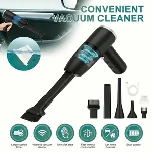 Portable Vacuum Cleaner, 5000Pa Cordless Handheld Vacuum, Ideal for Cars/Homes/Offices USB Charging Type-C Mini Portable Wireless Dual Suction Design Perfect for Pet Hair Cleanup, Car Vacuum Kit, Cordless Rechargeable Vacuum