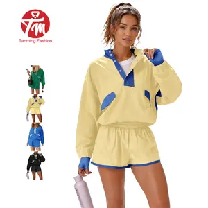 Tanming Women's  Two Piece Short Sets Summer Lounge Sweatsuits Long Sleeve Outfits Travel Tracksuit with Pocket Womenswear Clothes