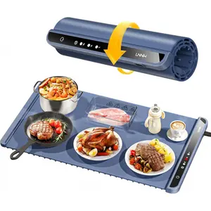 Electric Food Warming Mat with Silicone Build, Power Cord, 10s Fast Heating, Double NTC Synchronous Temperature Control, Graphene Film, Timed Function, Easy Roll-Up Storage, Portable for Buffets-Home Use
