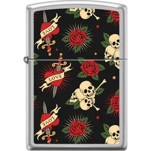 212 MAIN 2019 Roses-Skulls Satin Lighter with Chrome Finish - Car Interior Decoration Ornaments, Vehicle Auto Parts & Men's Accessories, Vehicle Accessories