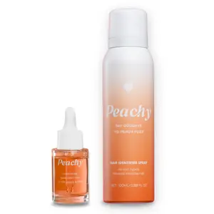 PEACHY Facial Hair Identifier Spray and Dermaplane Skincare Set for Women | 1x Hair Identifier Spray, 1x Moisturising After-Shave Serum, 5x Dermaplane Razors