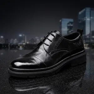 Men's Casual Shoes - High-Top & Low-Top, Black & Brown, Thick-Sole, Classic Round Toe, Formal Work, Business ShoesAll-Season Footwear