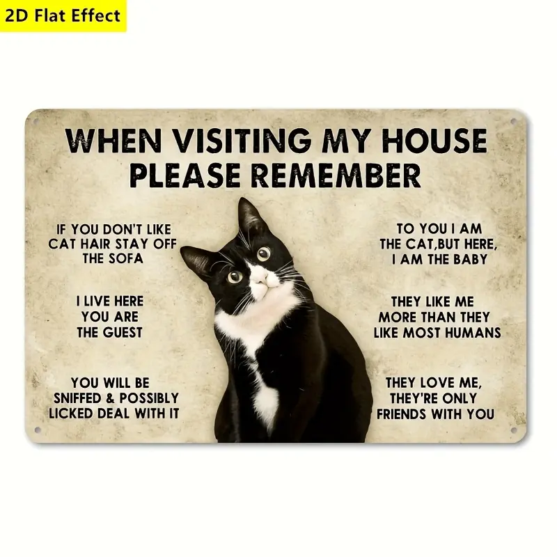 Charming 2D Flat Cat House Rules Fun Sign Ideal for Home Holiday and Yard Decorations