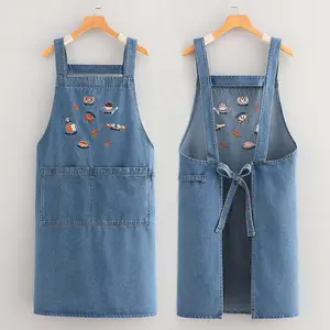 1 Vintage Denim Kitchen Apron for Cafe Baking and Cooking Workwear
