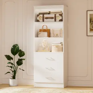 23.6" Closet Drawers System, Wood Closet Organizer System with 3 Drawers, Modular Small Walk-in Closets Storage Unit, (23.6" L x 13.8" W x 71" H)