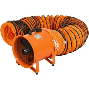 12 Inch Industrial Utility Blower Exhaust Fan - 3500 CFM High Velocity Heavy Duty Portable Axial Fan with 32.8 ft Duct, Low Noise Cylinder Ventilation Extraction Fan for Workshop Basement
