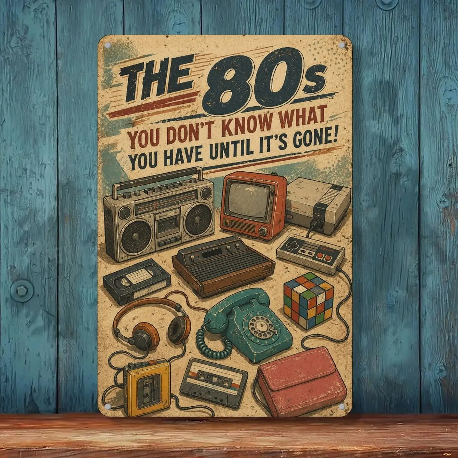 80s Retro Nostalgic High-Quality Iron Tin Wall Art Poster, Home Decor Accessories for Bar, Dining Room, Cinemas, Long-Lasting Appeal Collectibles, Ideal Gifts