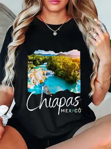 100% Cotton Unisex Mexico Chiapas Souvenir / Chiapas T-Shirt Casual Graphic Printed Tee