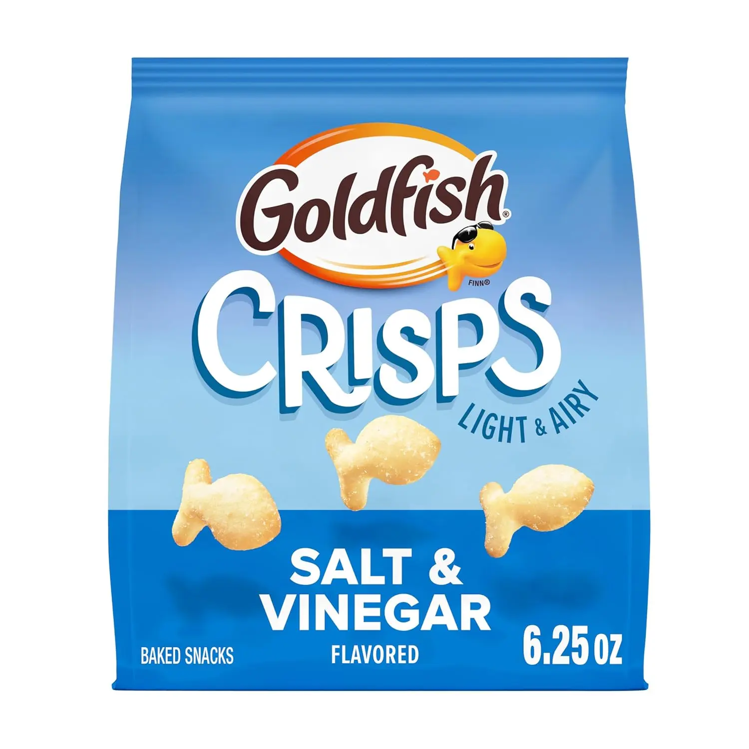 Goldfish Crisps Salt and Vinegar (6.25 oz) Baked Chip Cracker Bag Snack