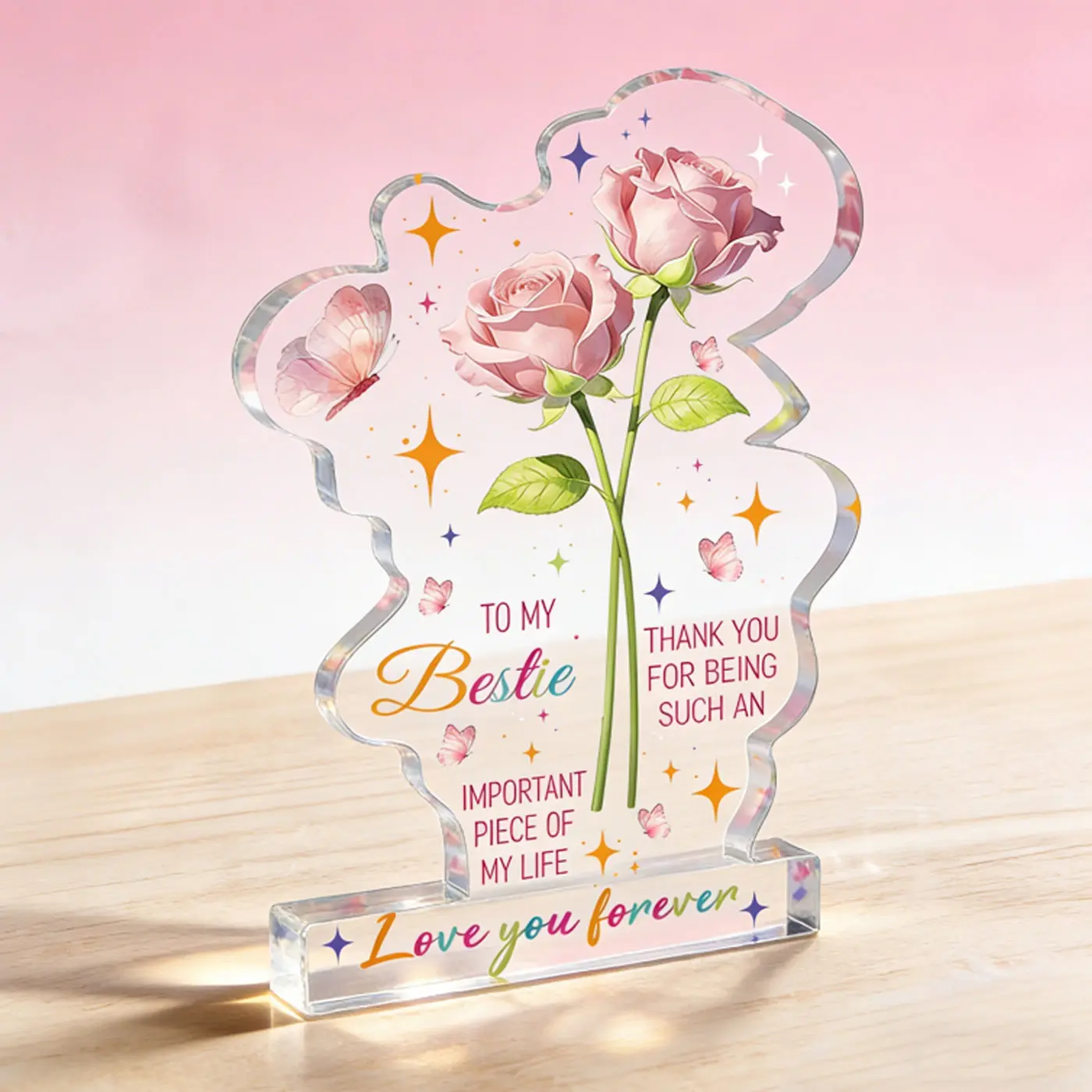 1pc Best Bestie Friend Acrylic Sign Gifts for Women Friendship Acrylic Birthday Gifts for Friends Female,Friend Keepsake for Women Birthday,Bff Soul Sister Work Bestie Gift